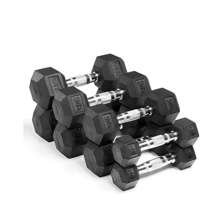 Hex Rubber-Coated Dumbbells