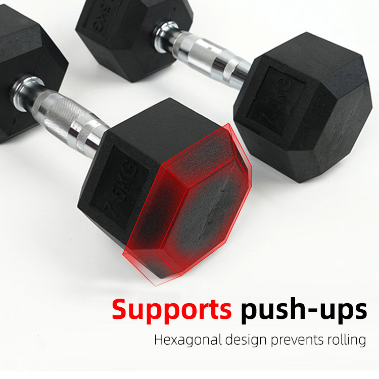 Hex Rubber-Coated Dumbbells