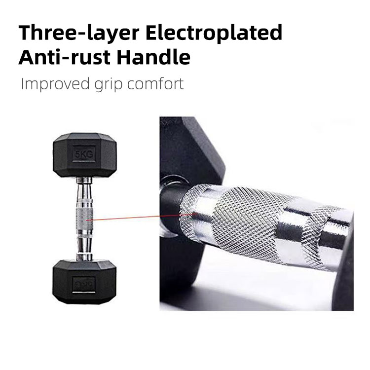 Hex Rubber-Coated Dumbbells
