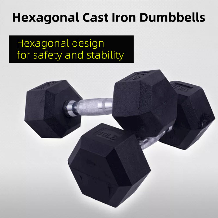 Hex Rubber-Coated Dumbbells