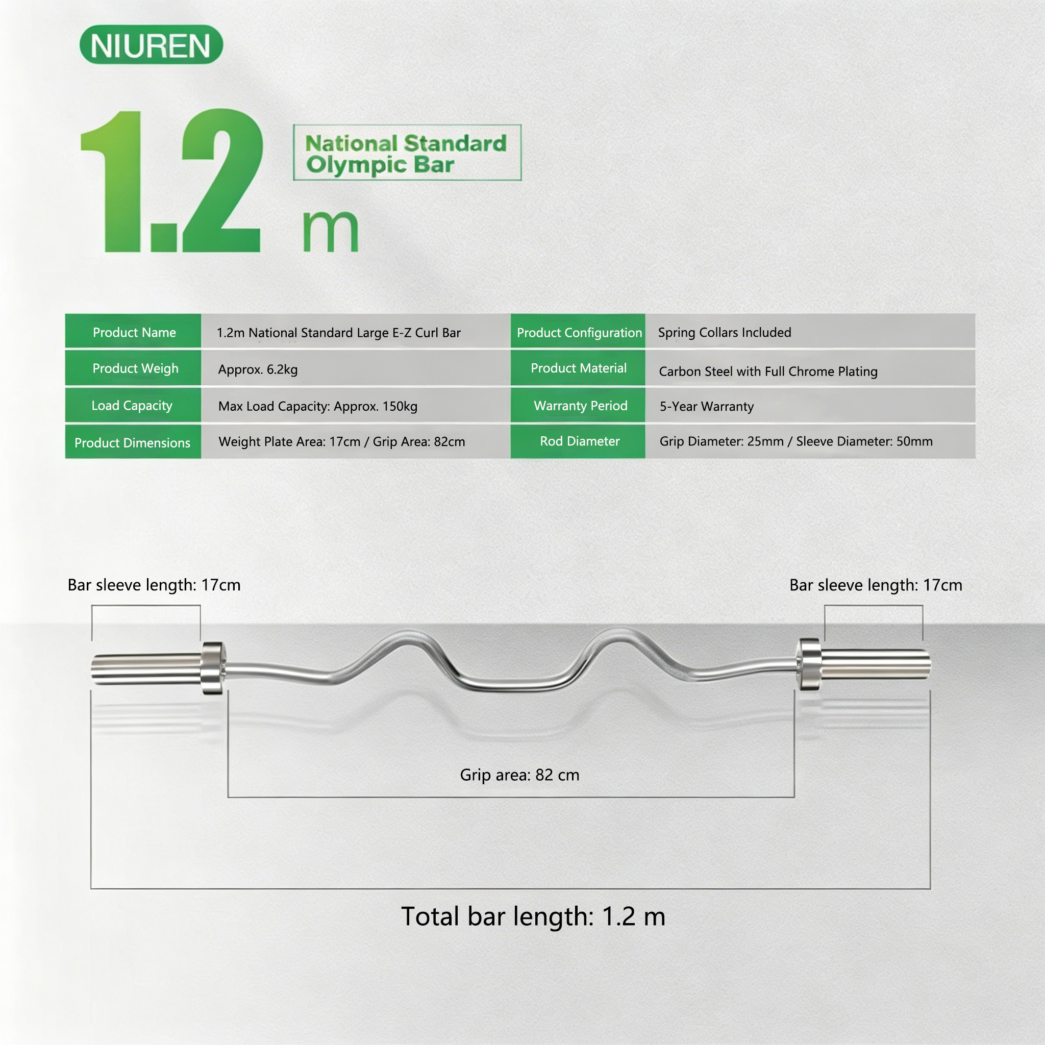 1.2m Standard Olympic Bar
